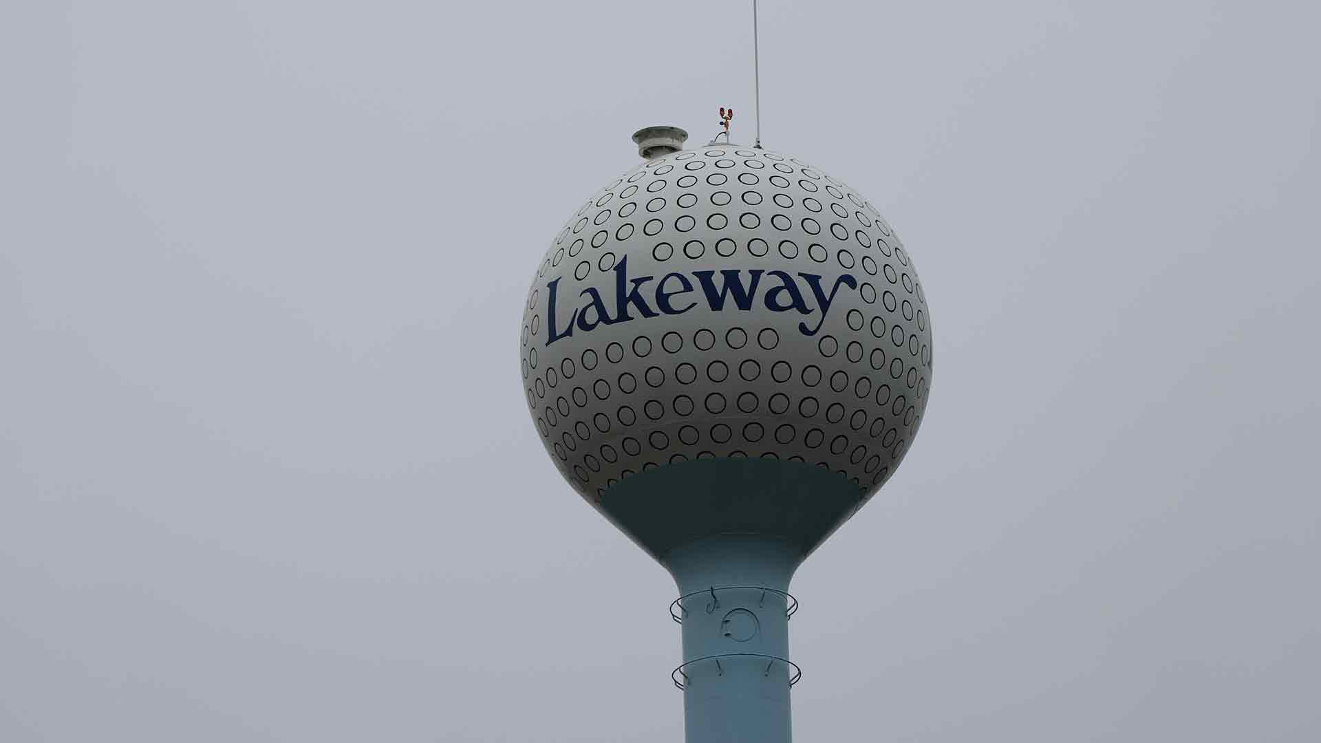 Lakeway, Texas water tower in the distance.