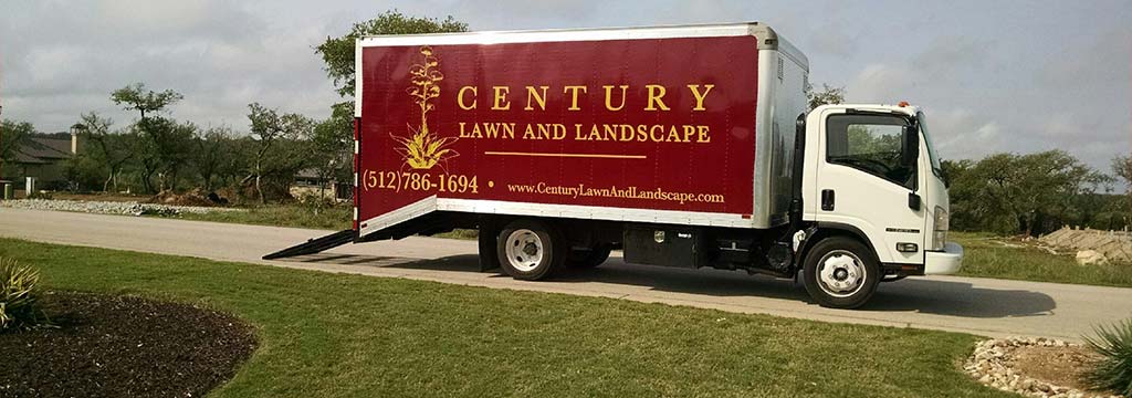 Century Lawn and Landscape work truck in Austin, TX.